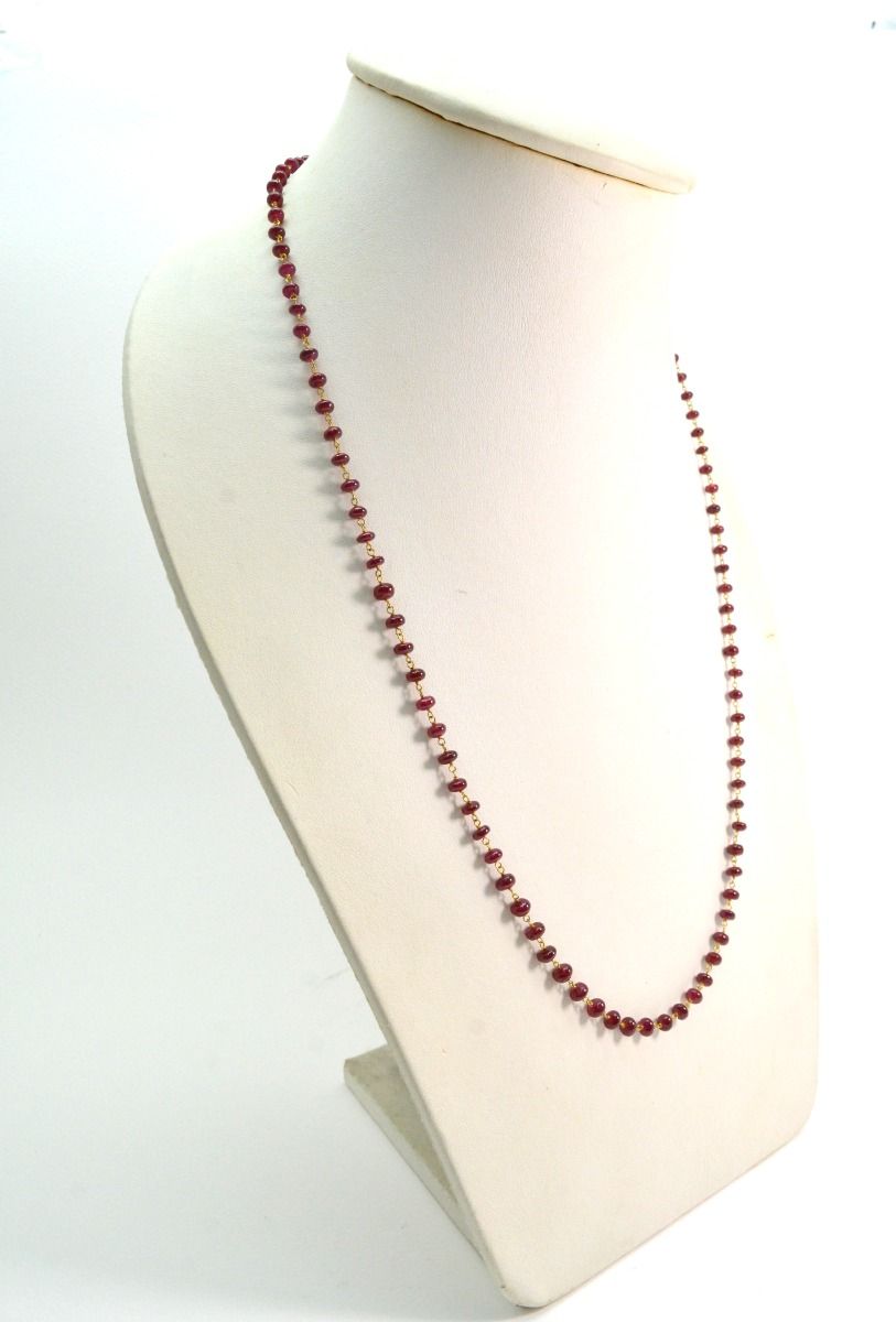 18k Solid Gold Necklace With Natural Ruby Stone, 4-5 mm Size - SGGRC-077