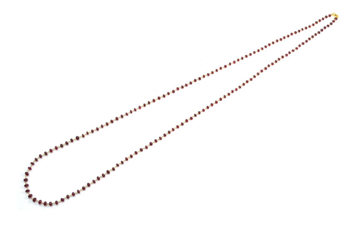 18k Solid Gold Necklace With Natural Ruby Stone, 4-5 mm Size - SGGRC-077