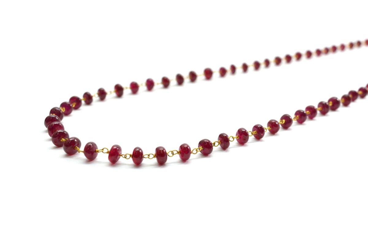 18k Solid Gold Necklace With Natural Ruby Stone, 4-5 mm Size - SGGRC-077