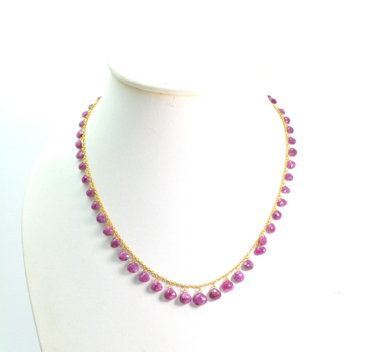 Amazingly  18k Solid Gold Necklace With AAA Quality Ruby Stone- 5X5 - 8X8 mm Size - SGGRC-080
