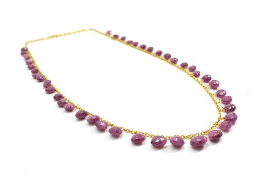 Amazingly  18k Solid Gold Necklace With AAA Quality Ruby Stone- 5X5 - 8X8 mm Size - SGGRC-080 - view 3