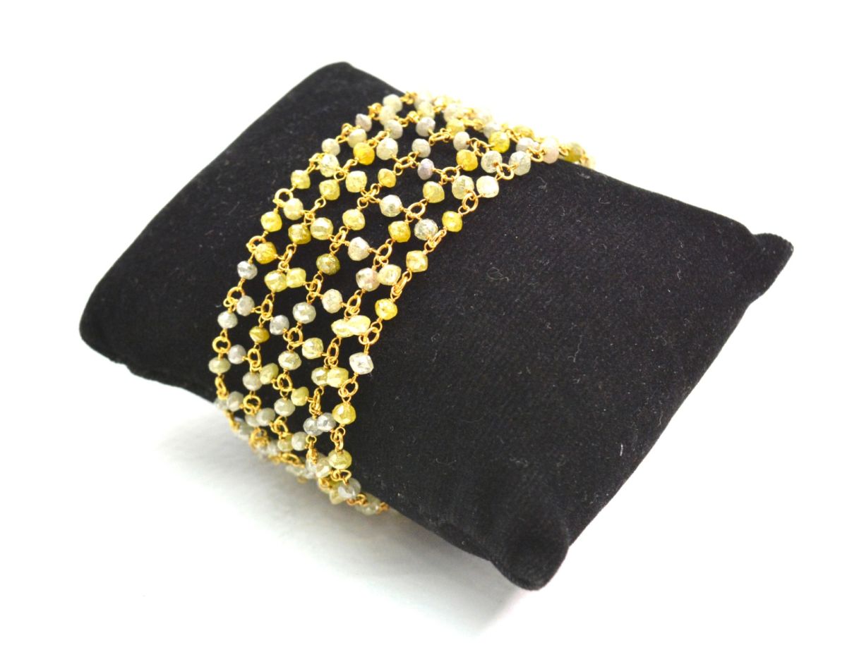 18K Solid Yellow Gold, Lovely Wire Wrapped Bracelet with AAA Quality Natural Diamond Stones. Roundel -2.50mm Sold by 1Pc, SGGRC-089