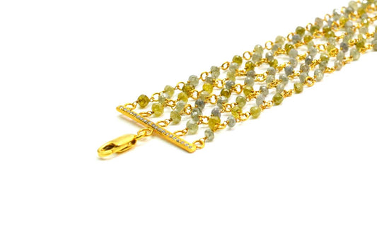 18K Solid Yellow Gold, Lovely Wire Wrapped Bracelet with AAA Quality Natural Diamond Stones. Roundel -2.50mm Sold by 1Pc, SGGRC-089 - view 3