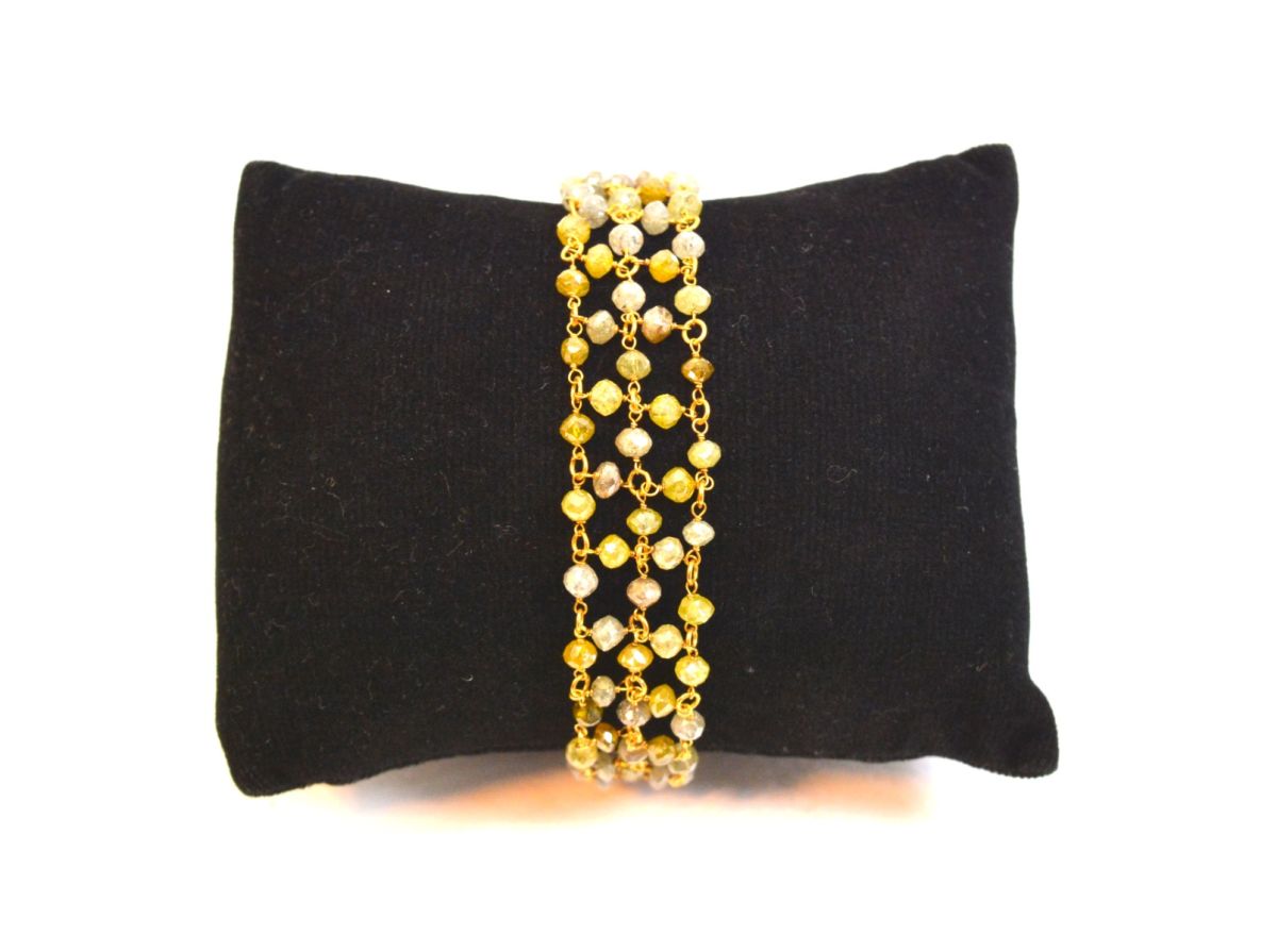 18K Solid Yellow Gold, Beautiful Wire Wrapped Bracelet with AAA Quality Natural Diamond Stones. Roundel -3.00mm Sold by 1 Pc, SGGRC-090