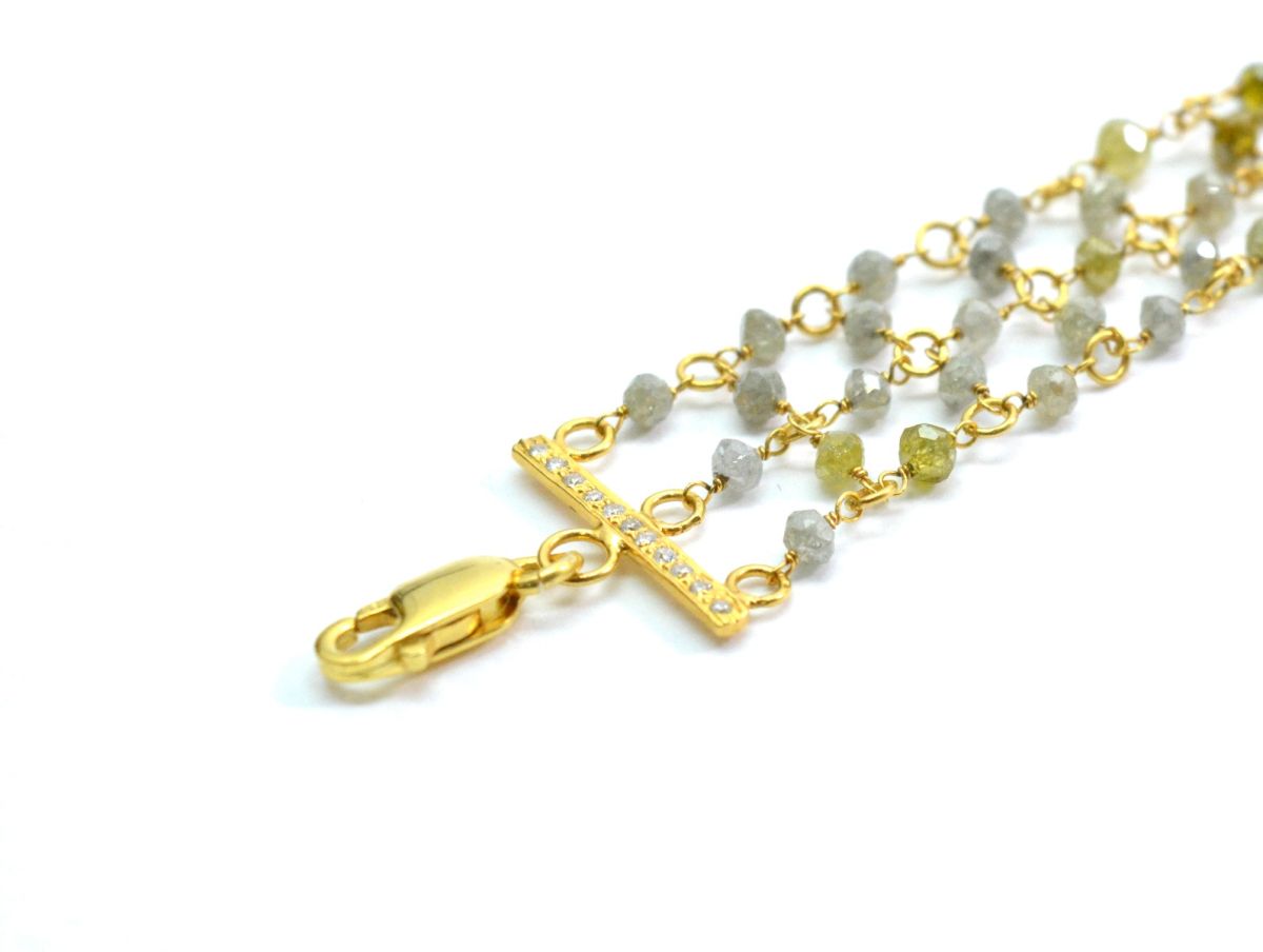 18K Solid Yellow Gold, Beautiful Wire Wrapped Bracelet with AAA Quality Natural Diamond Stones. Roundel -3.00mm Sold by 1 Pc, SGGRC-090