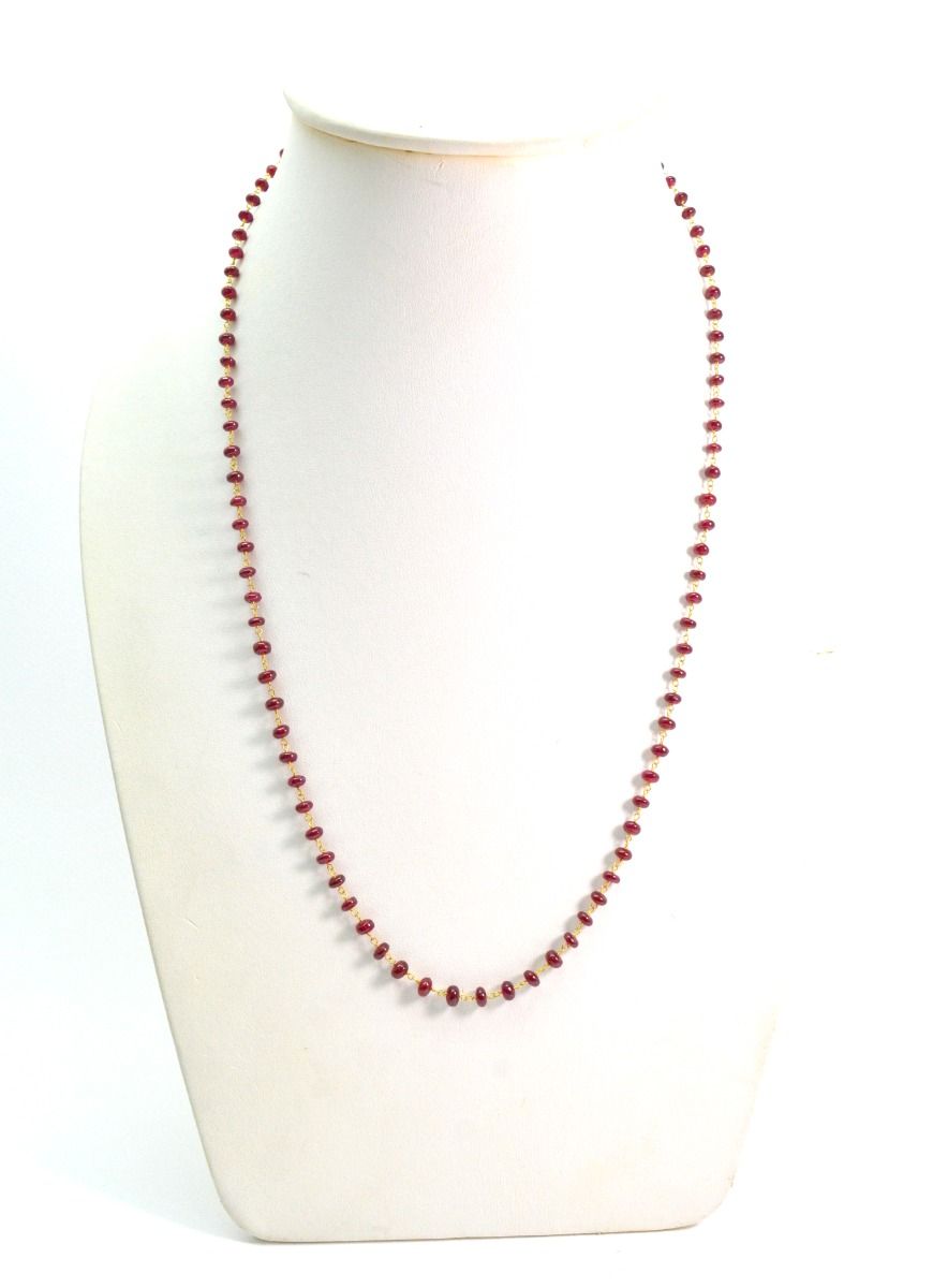 18k Solid Gold Necklace With AAA Quality in 4mm Size - Natural Ruby ,   SGGRC-092
