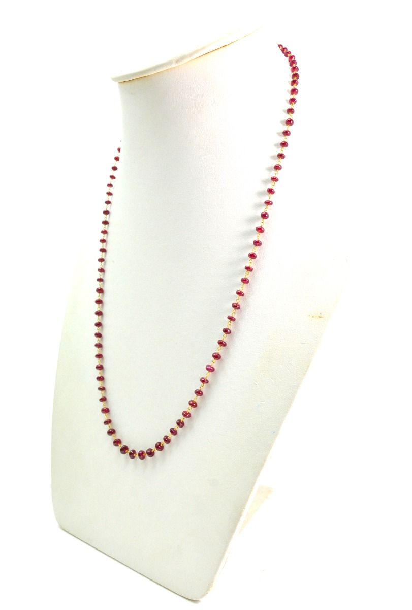 18k Solid Gold Necklace With AAA Quality in 4mm Size - Natural Ruby ,   SGGRC-092