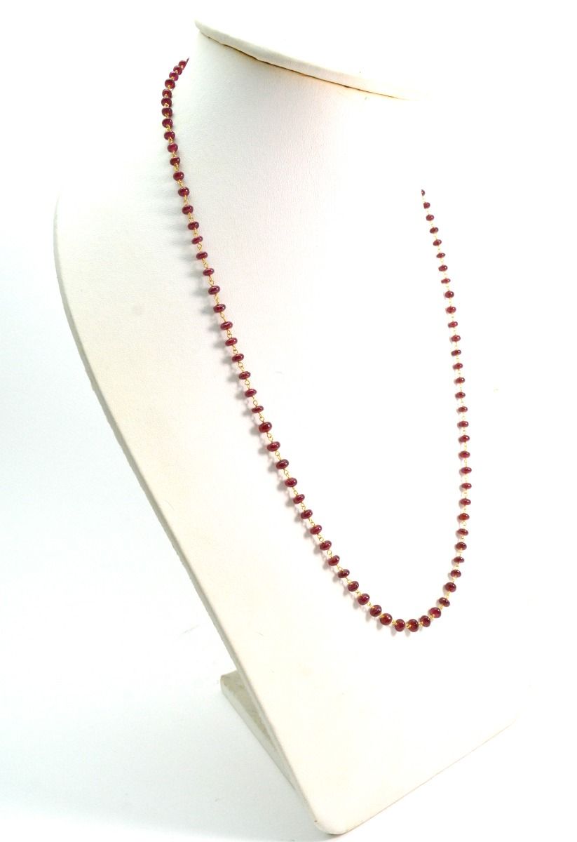 18k Solid Gold Necklace With AAA Quality in 4mm Size - Natural Ruby ,   SGGRC-092