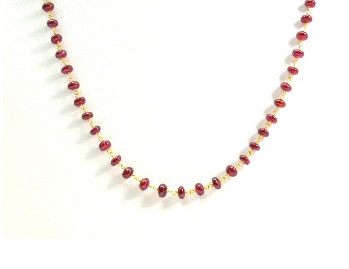 18k Solid Gold Necklace With AAA Quality in 4mm Size - Natural Ruby ,   SGGRC-092