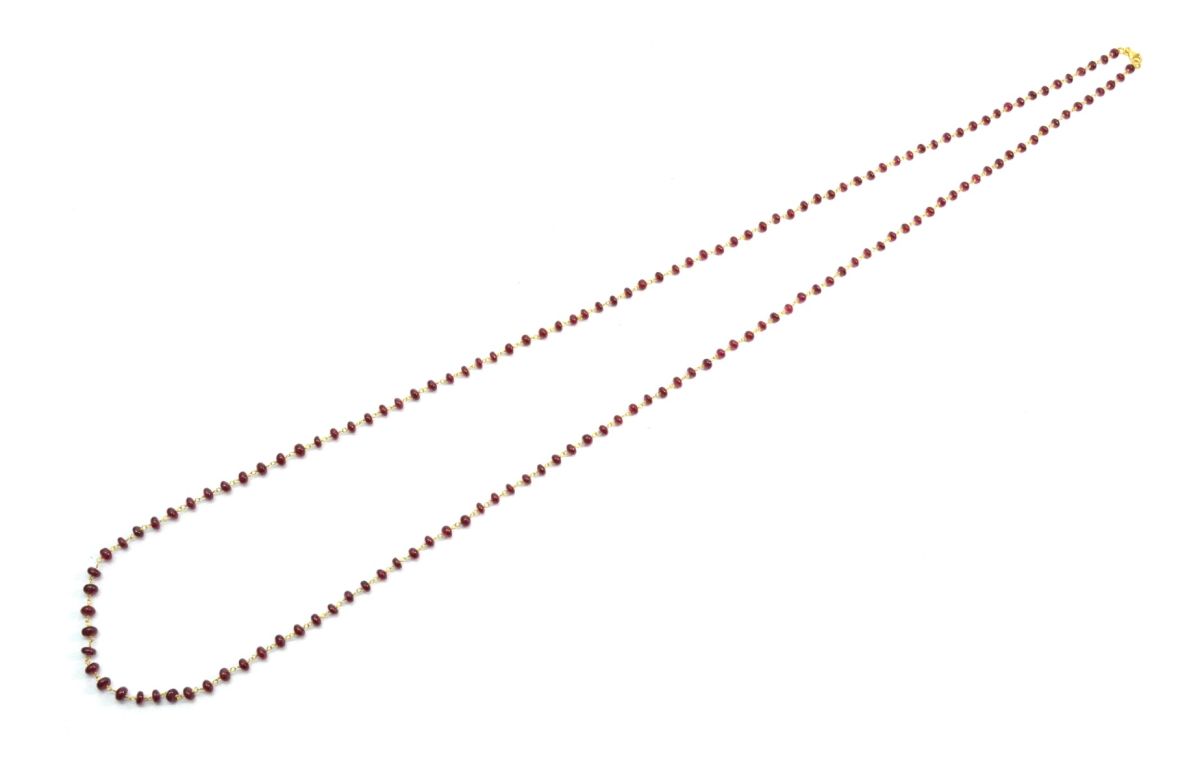 18k Solid Gold Necklace With AAA Quality in 4mm Size - Natural Ruby ,   SGGRC-092