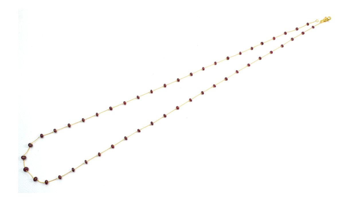 18k Solid Gold Necklace Studded With Natural Ruby Stone, 4mm Size - SGGRC-093