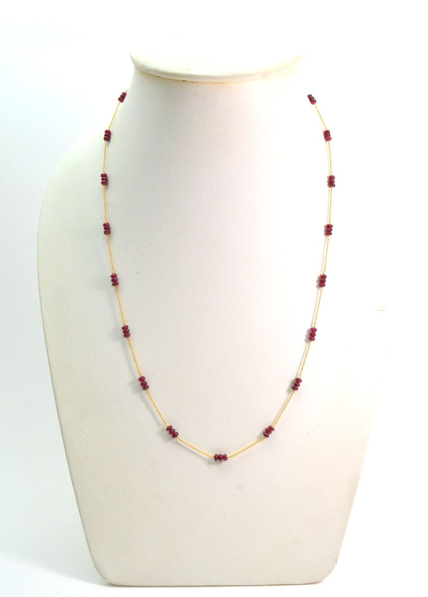 18k Solid Gold Necklace With AAA Quality - Natural Ruby , 3.50 mm - SGGRC-094