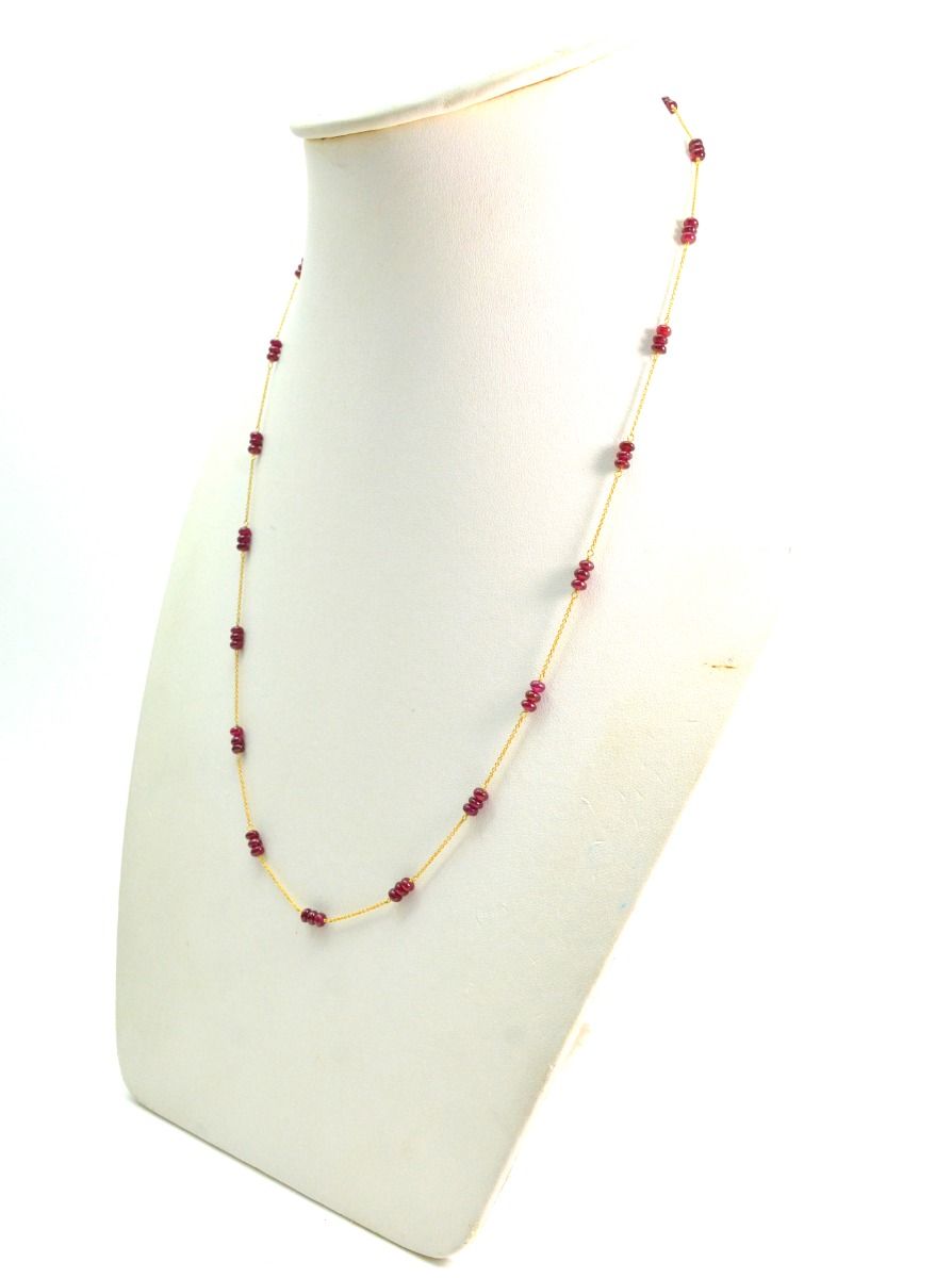 18k Solid Gold Necklace With AAA Quality - Natural Ruby , 3.50 mm - SGGRC-094
