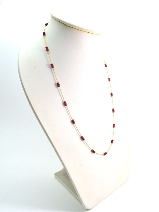18k Solid Gold Necklace With AAA Quality - Natural Ruby , 3.50 mm - SGGRC-094