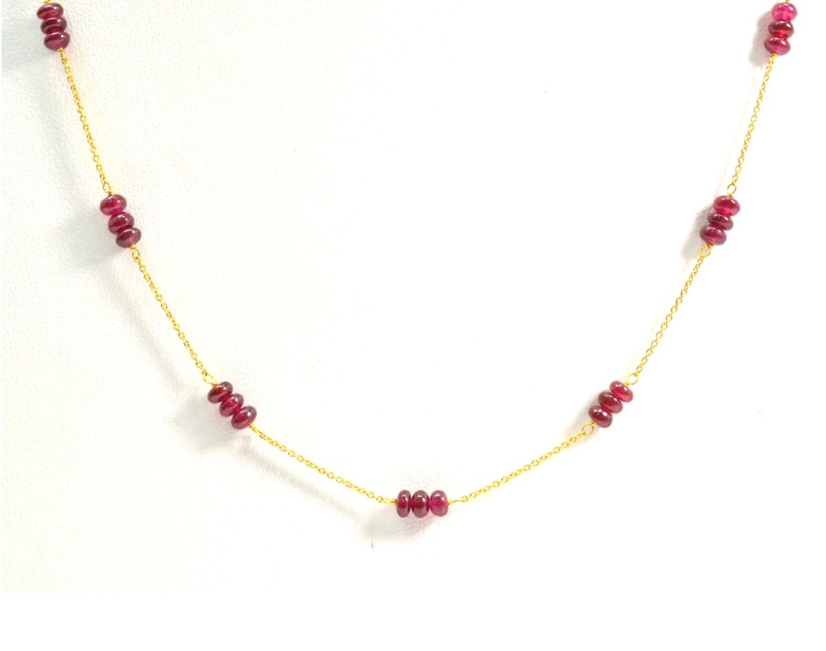 18k Solid Gold Necklace With AAA Quality - Natural Ruby , 3.50 mm - SGGRC-094