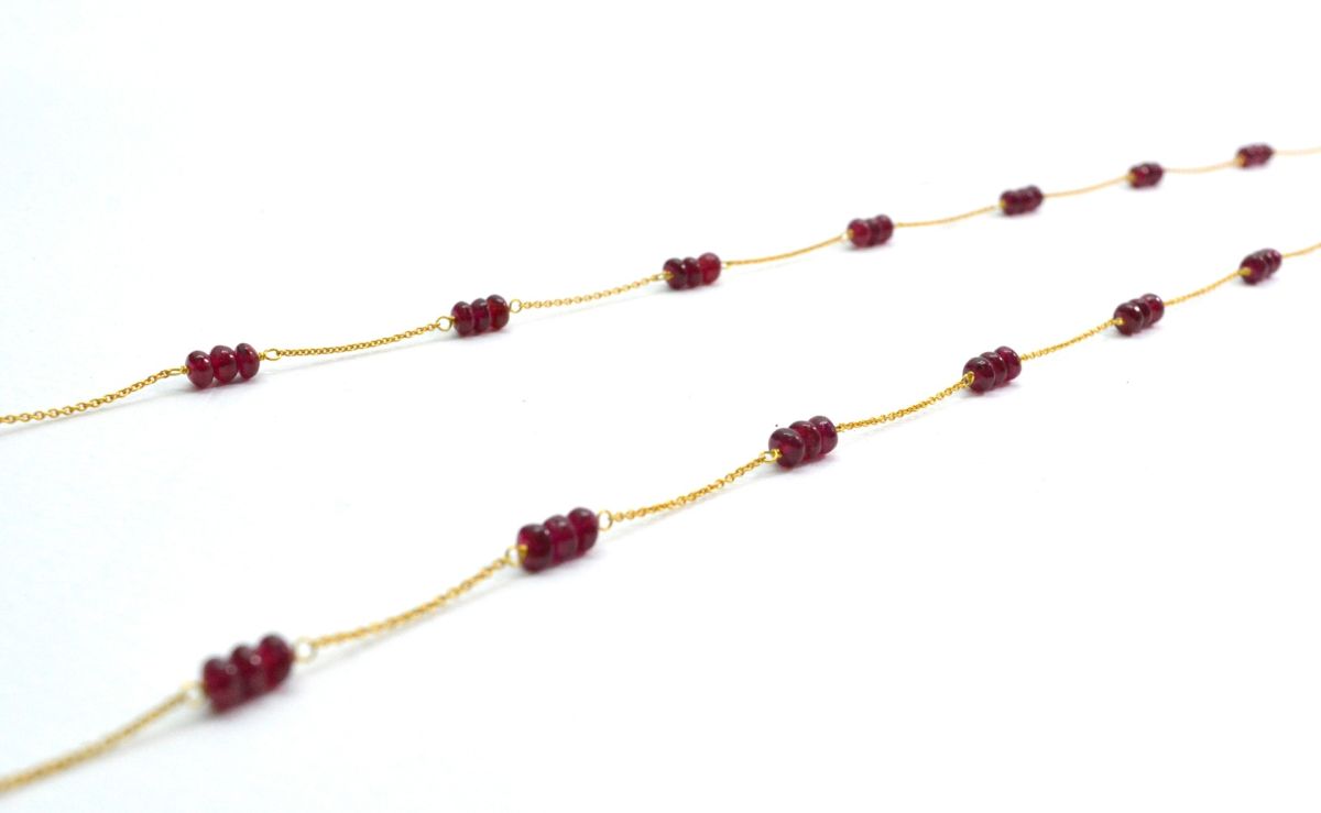 18k Solid Gold Necklace With AAA Quality - Natural Ruby , 3.50 mm - SGGRC-094