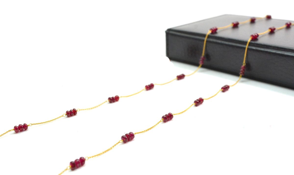18k Solid Gold Necklace With AAA Quality - Natural Ruby , 3.50 mm - SGGRC-094