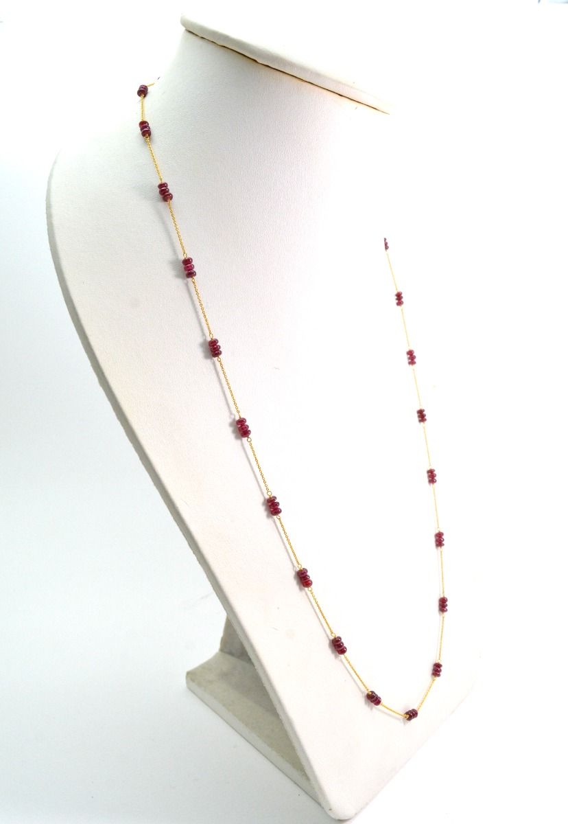 18k Solid Gold Necklace Studded With Natural Ruby Stone - 3.50 mm , SGGRC-095
