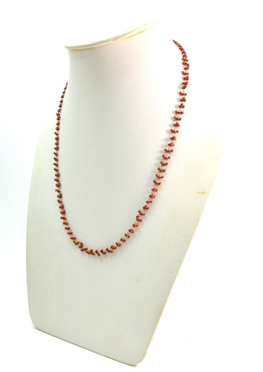 18K Solid Yellow Gold, Exquisite Wire Wrapped Necklace with AAA Quality Natural Ruby Stones. Roundel -2.50mm - 3.00mm Sold by 1 Pc, SGGRC-097.