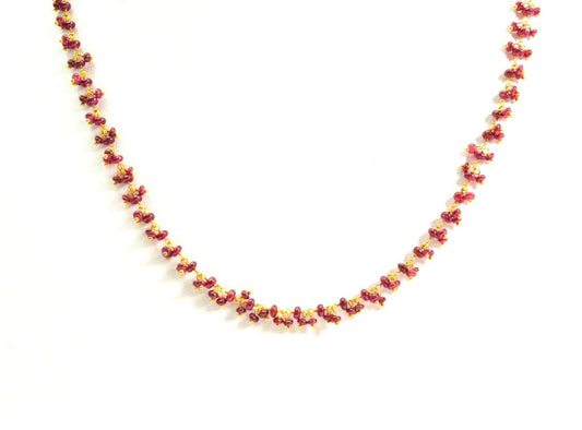 18K Solid Yellow Gold, Exquisite Wire Wrapped Necklace with AAA Quality Natural Ruby Stones. Roundel -2.50mm - 3.00mm Sold by 1 Pc, SGGRC-097. - view 3