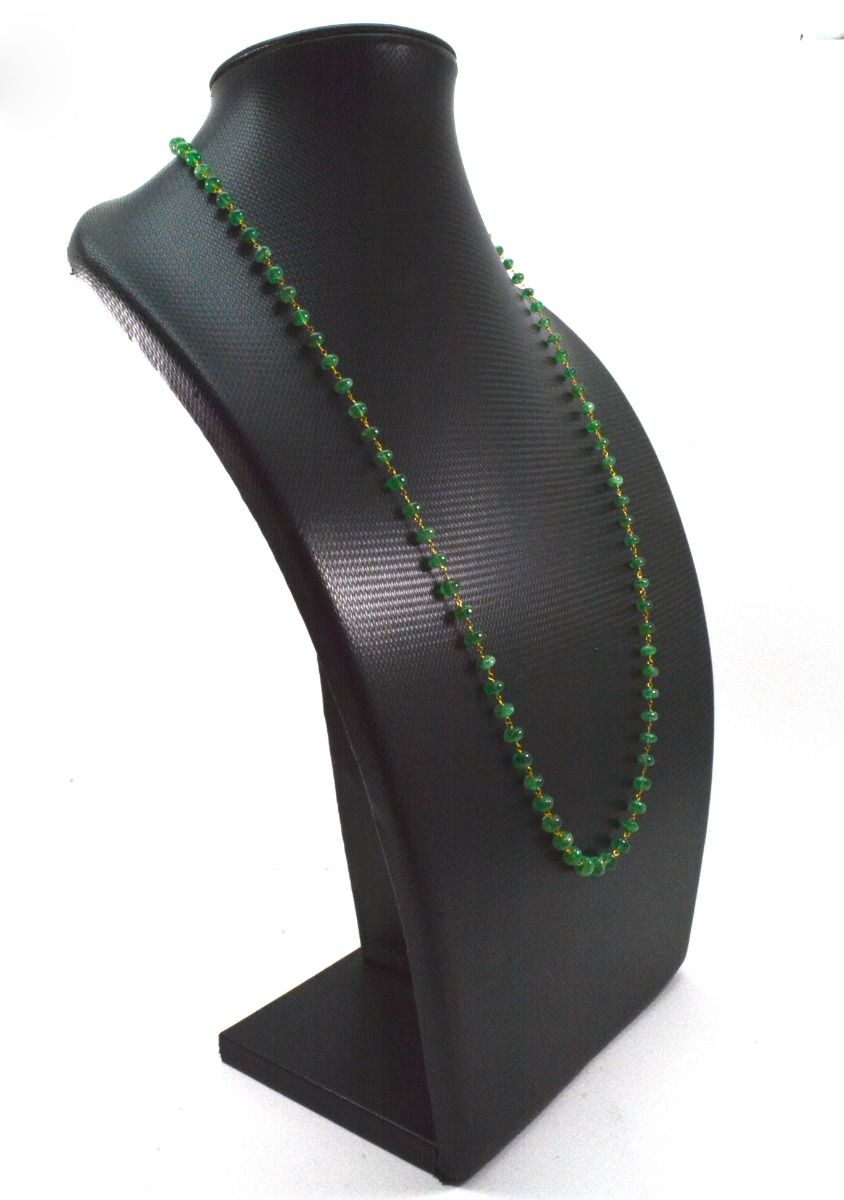 18k Solid Gold Necklace Studded With Natural Emerald Stone,  4- 6 mm , SGGRC-099