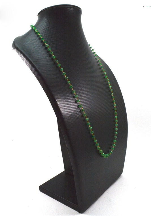 18k Solid Gold Necklace Studded With Natural Emerald Stone,  4- 6 mm , SGGRC-099