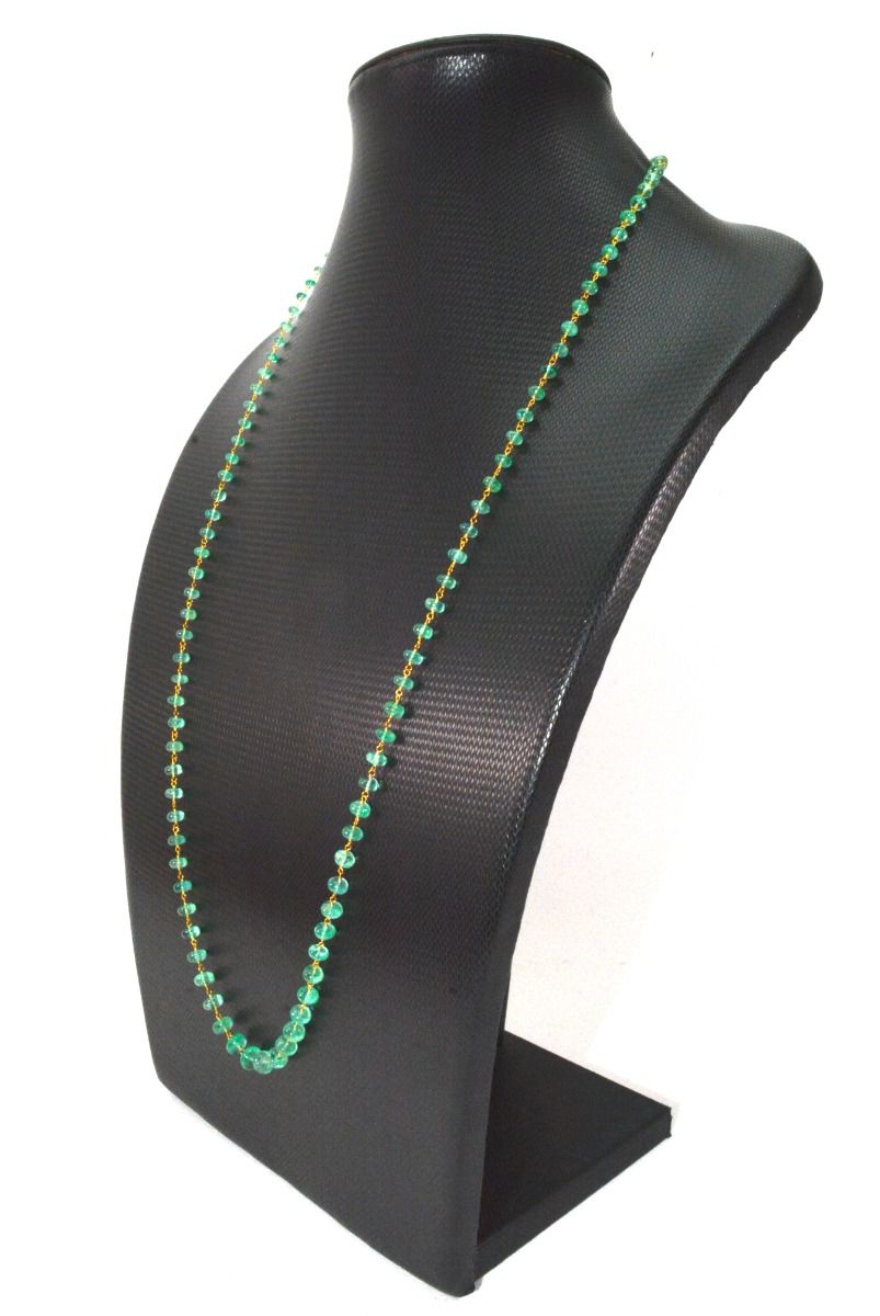 18k Solid Gold Necklace - Natural Emerald Stone,  4 - 6 mm Size, SGGRC-101