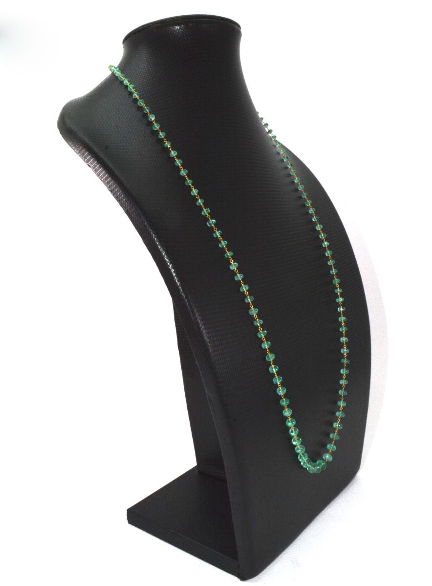 18k Solid Gold Necklace - Natural Emerald Stone,  4 - 6 mm Size, SGGRC-101