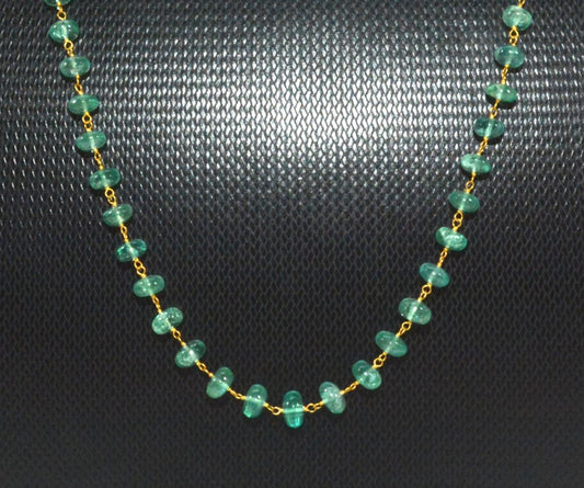 18k Solid Gold Necklace - Natural Emerald Stone,  4 - 6 mm Size, SGGRC-101