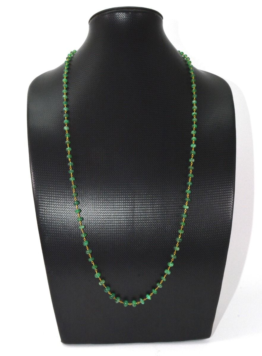 18k Solid Gold Necklace Studded With Emerald Stone, 4.50 -6.00 mm , SGGRC-103