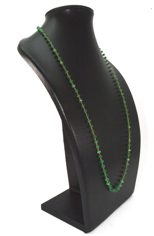18k Solid Gold Necklace Studded With Emerald Stone, 4.50 -6.00 mm , SGGRC-103