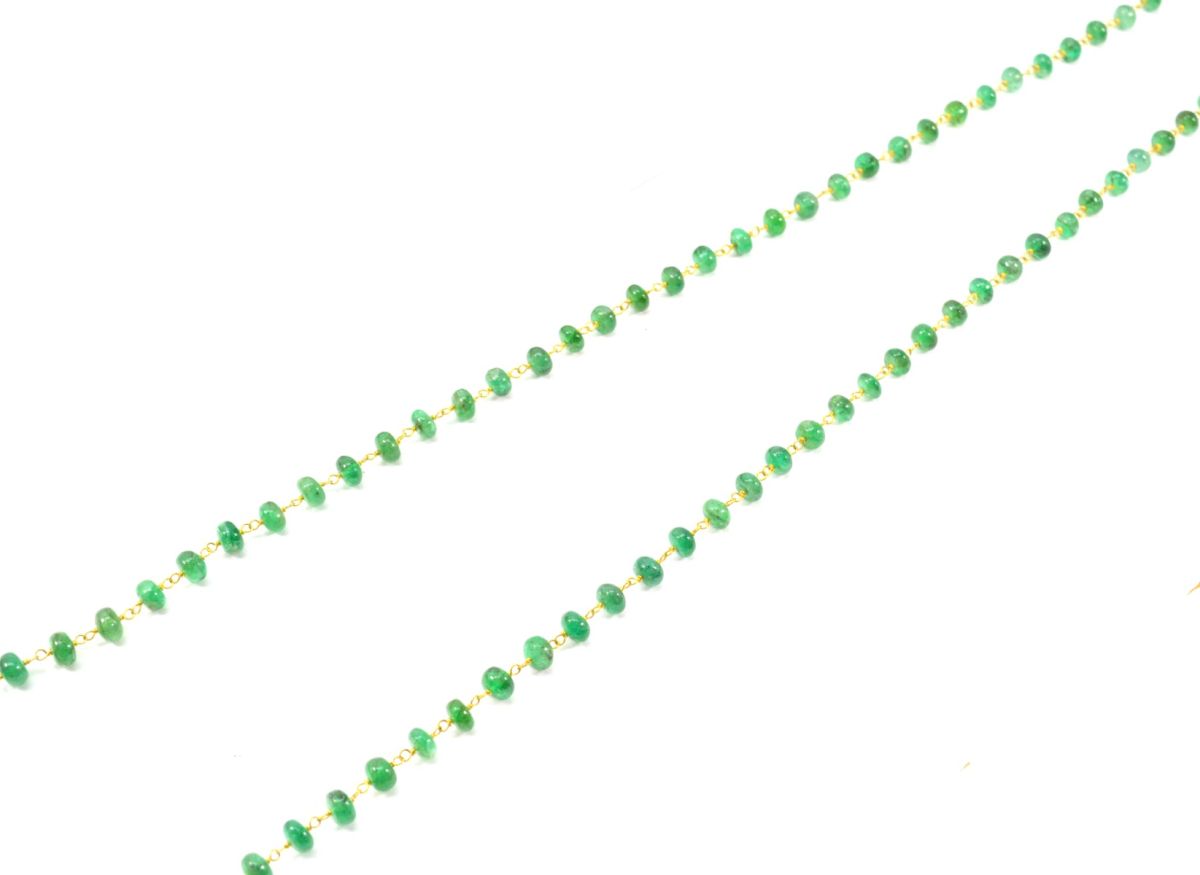 18k Solid Gold Necklace Studded With Emerald Stone, 4.50 -6.00 mm , SGGRC-103