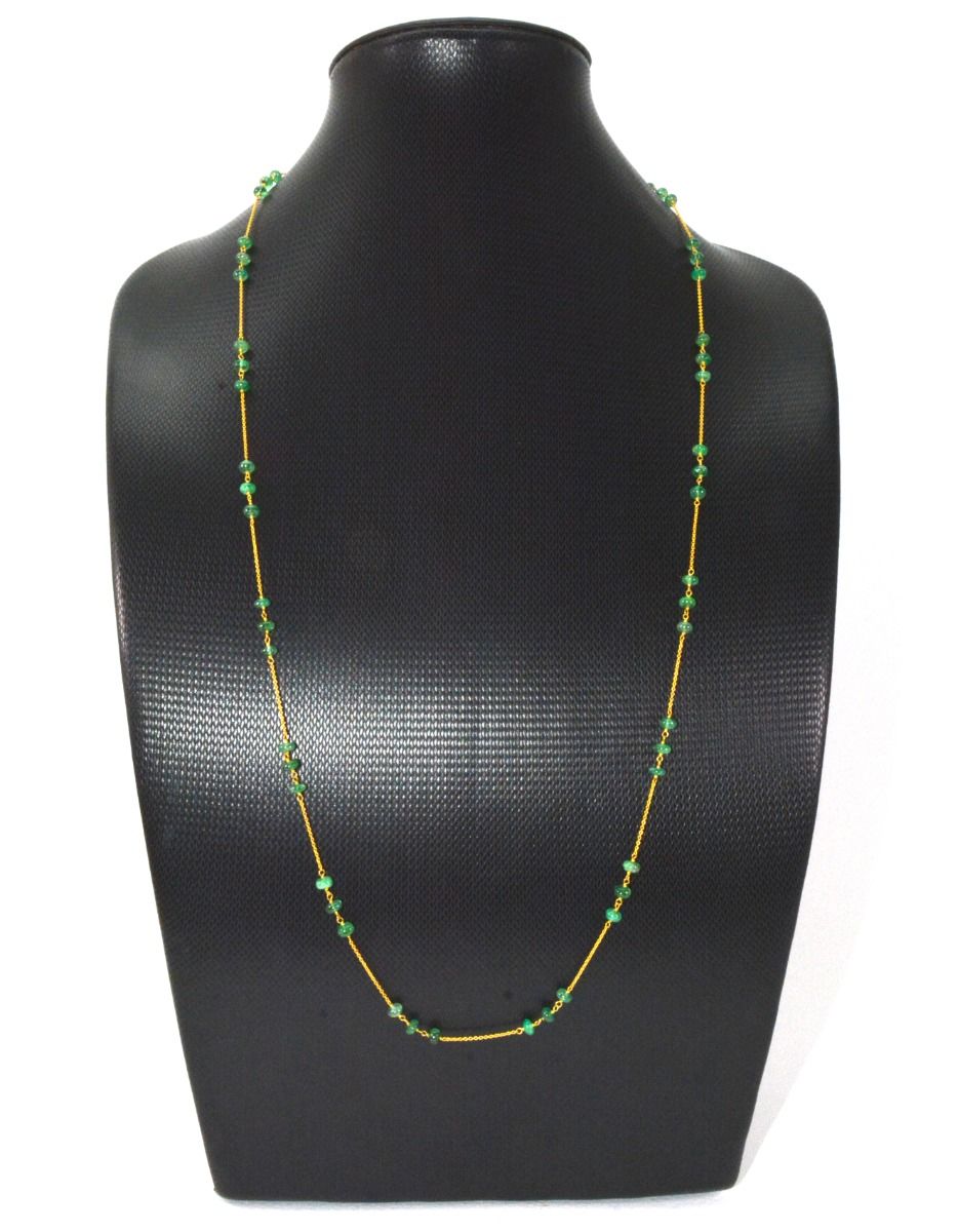 18k Solid Gold Necklace in 4.00 mm Size With Emerald Stone, SGGRC-104