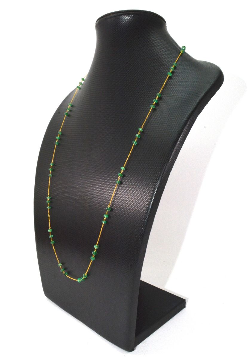 18k Solid Gold Necklace in 4.00 mm Size With Emerald Stone, SGGRC-104