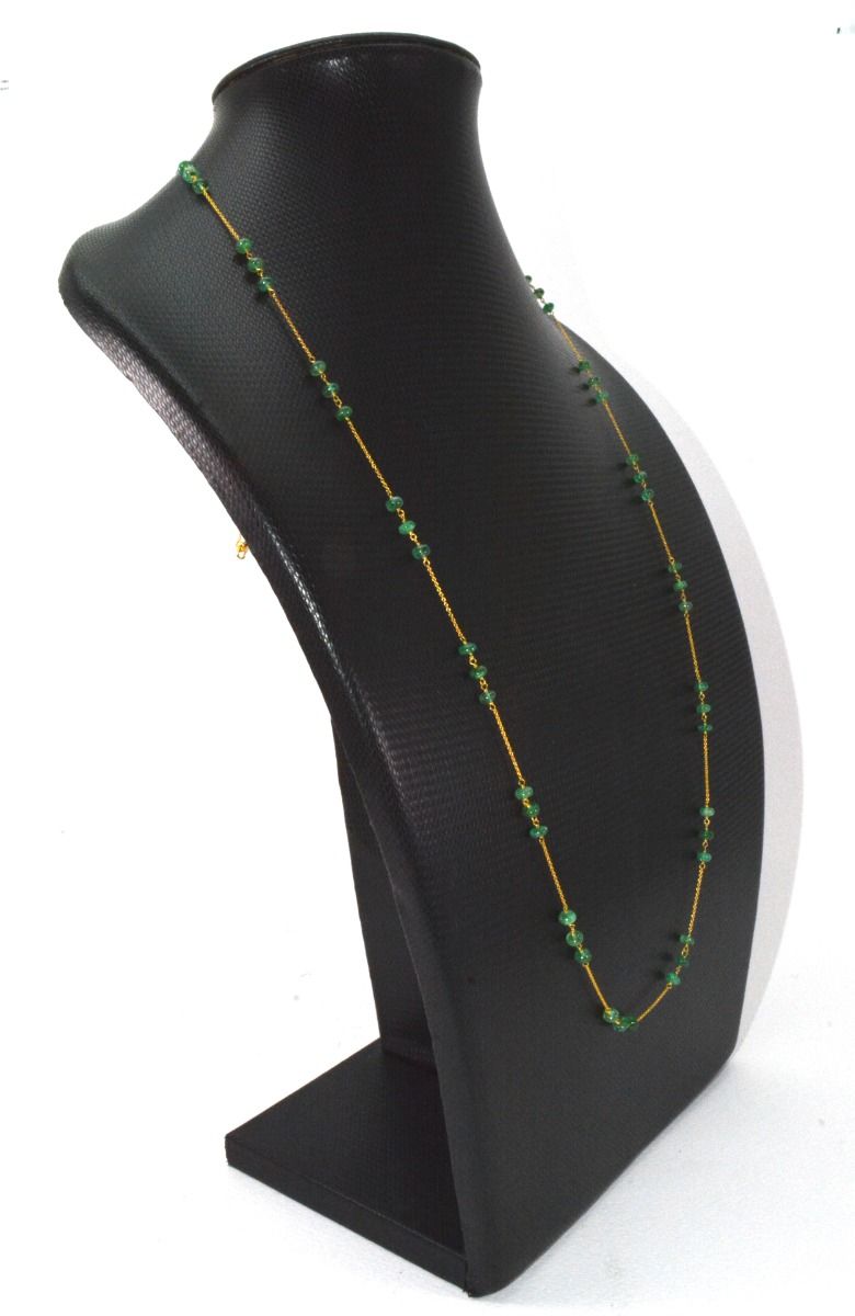 18k Solid Gold Necklace in 4.00 mm Size With Emerald Stone, SGGRC-104