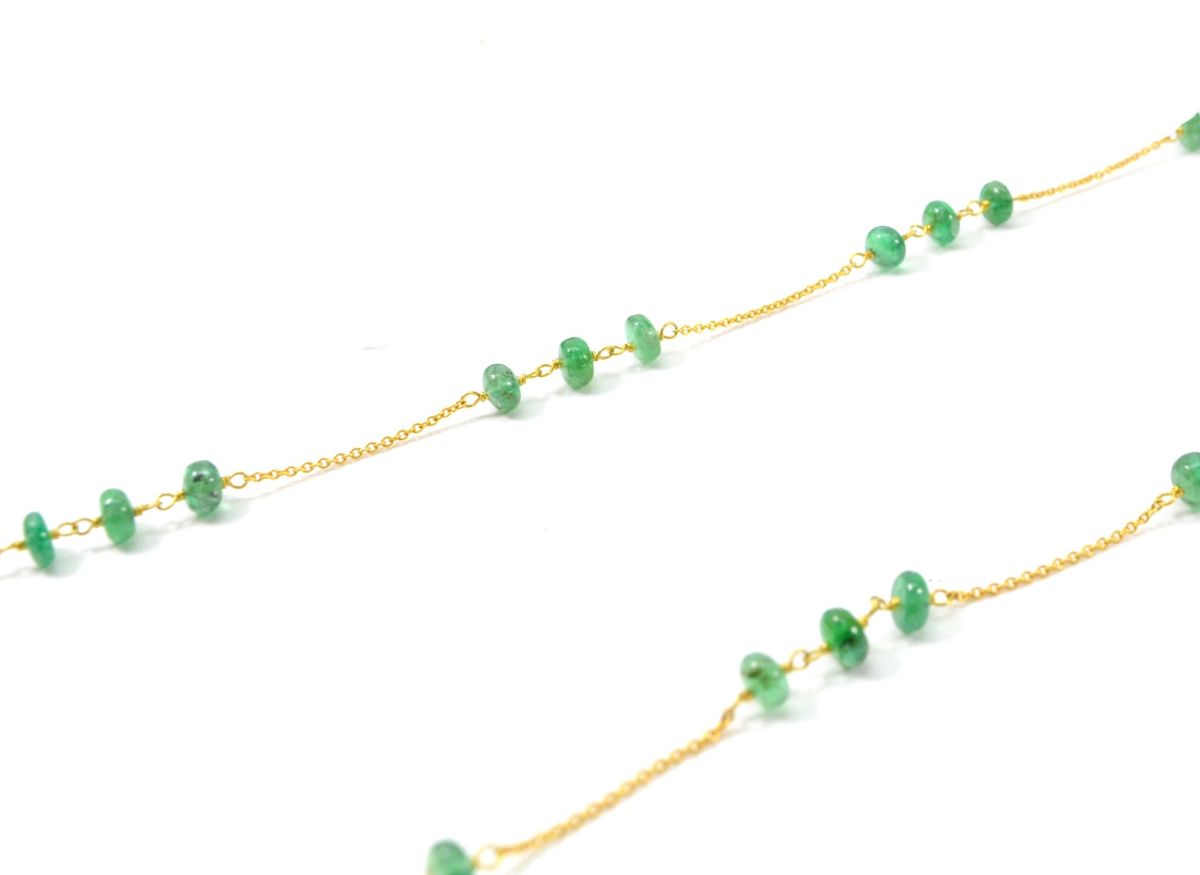 18k Solid Gold Necklace in 4.00 mm Size With Emerald Stone, SGGRC-104