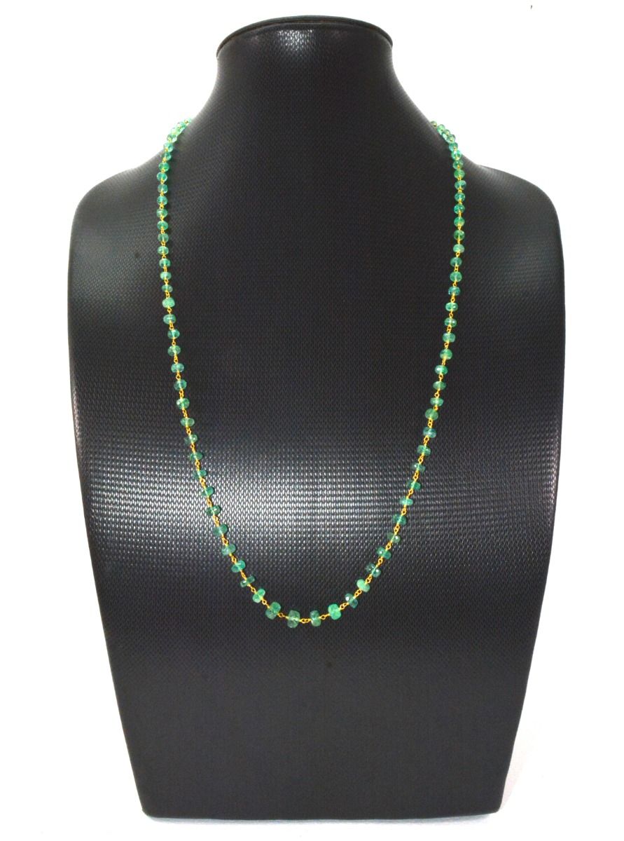 18k Solid Gold Necklace in Roundel Shape With Emerald Stone - 4.00 - 6.50 MM,  SGGRC-106