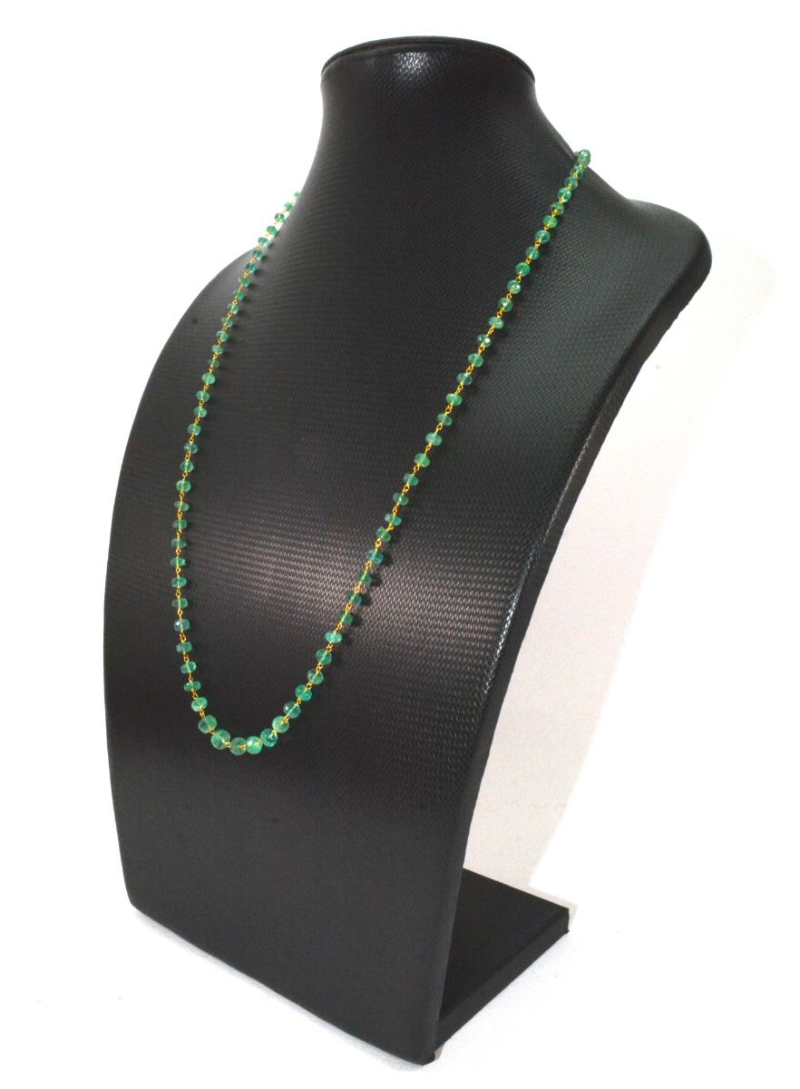 18k Solid Gold Necklace in Roundel Shape With Emerald Stone - 4.00 - 6.50 MM,  SGGRC-106