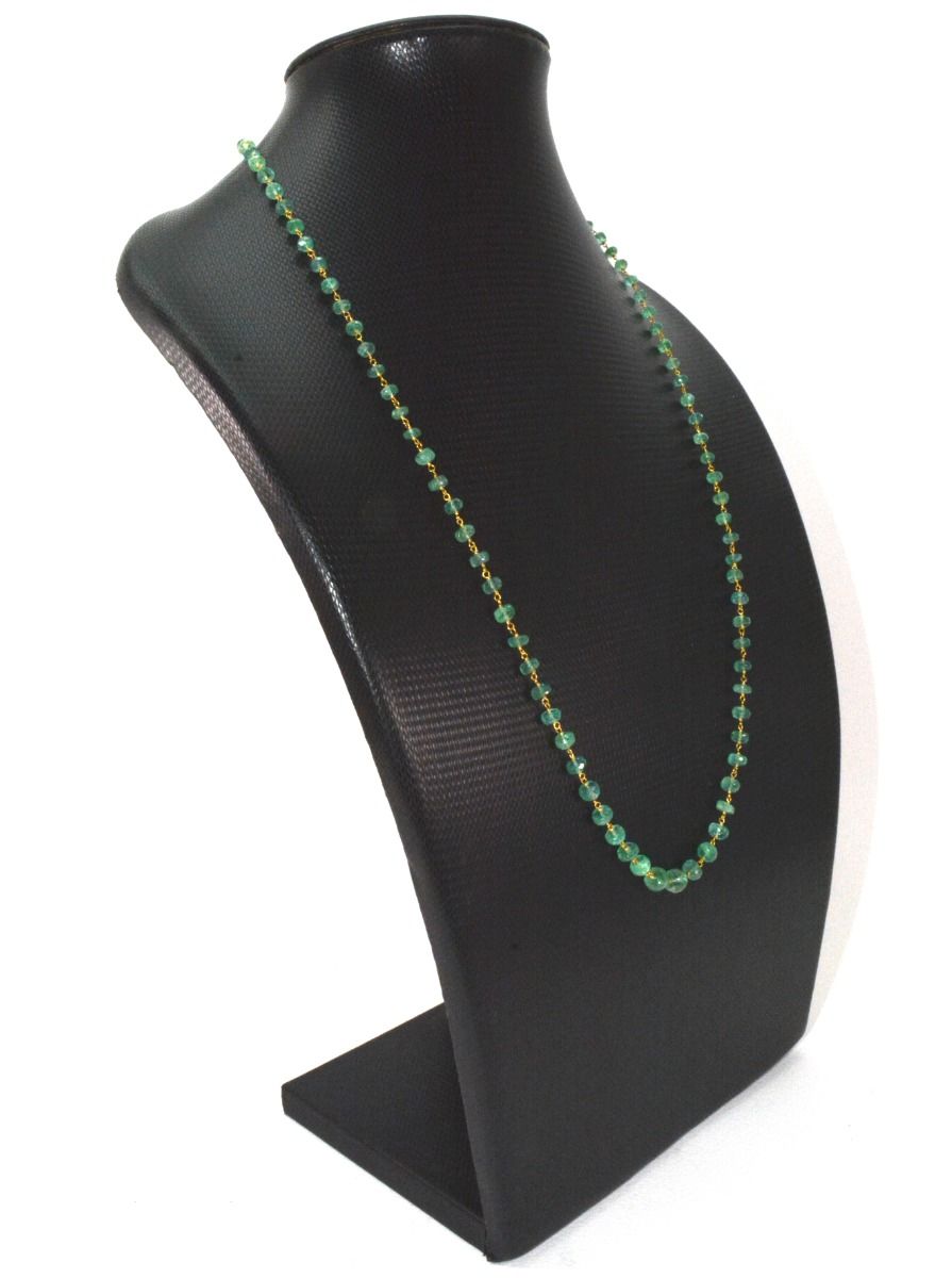 18k Solid Gold Necklace in Roundel Shape With Emerald Stone - 4.00 - 6.50 MM,  SGGRC-106