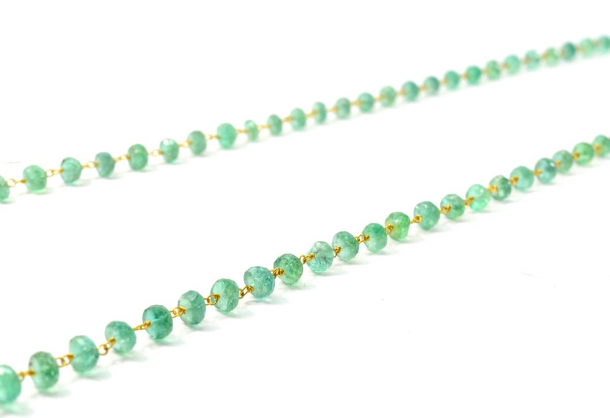 18k Solid Gold Necklace in Roundel Shape With Emerald Stone - 4.00 - 6.50 MM,  SGGRC-106