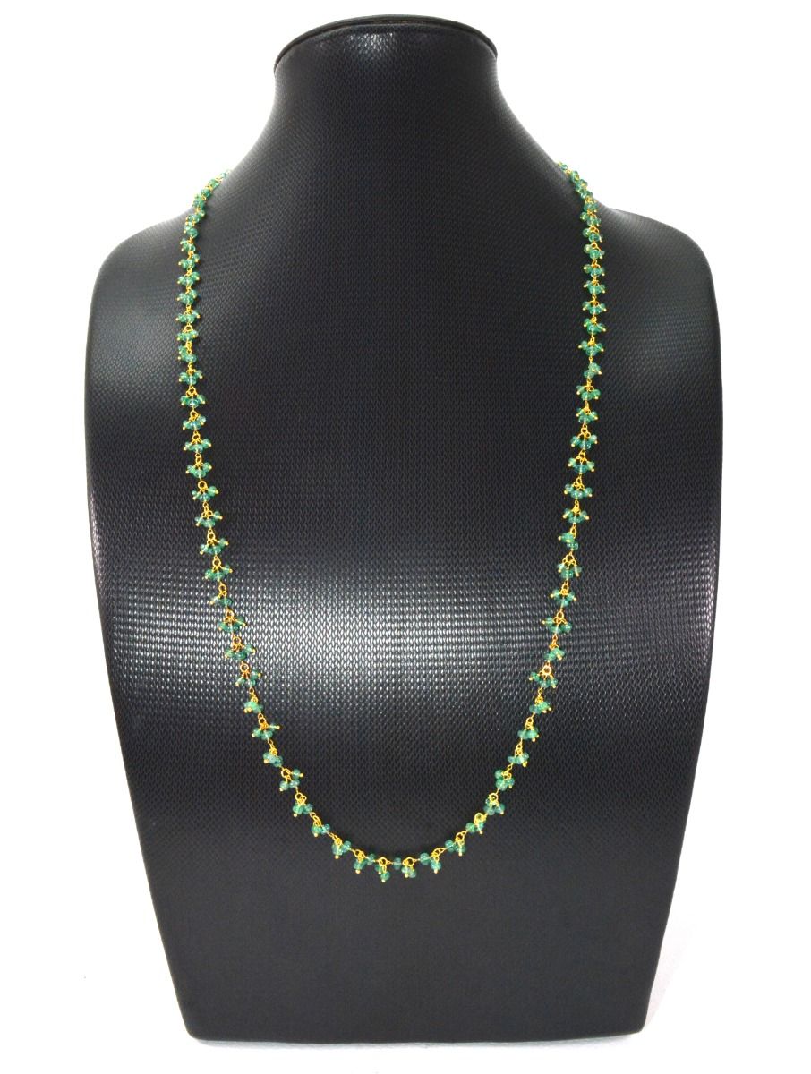 18k Solid Gold Necklace Studded With Emerald Stone in 2.50 - 3.50 mm ,  SGGRC-107