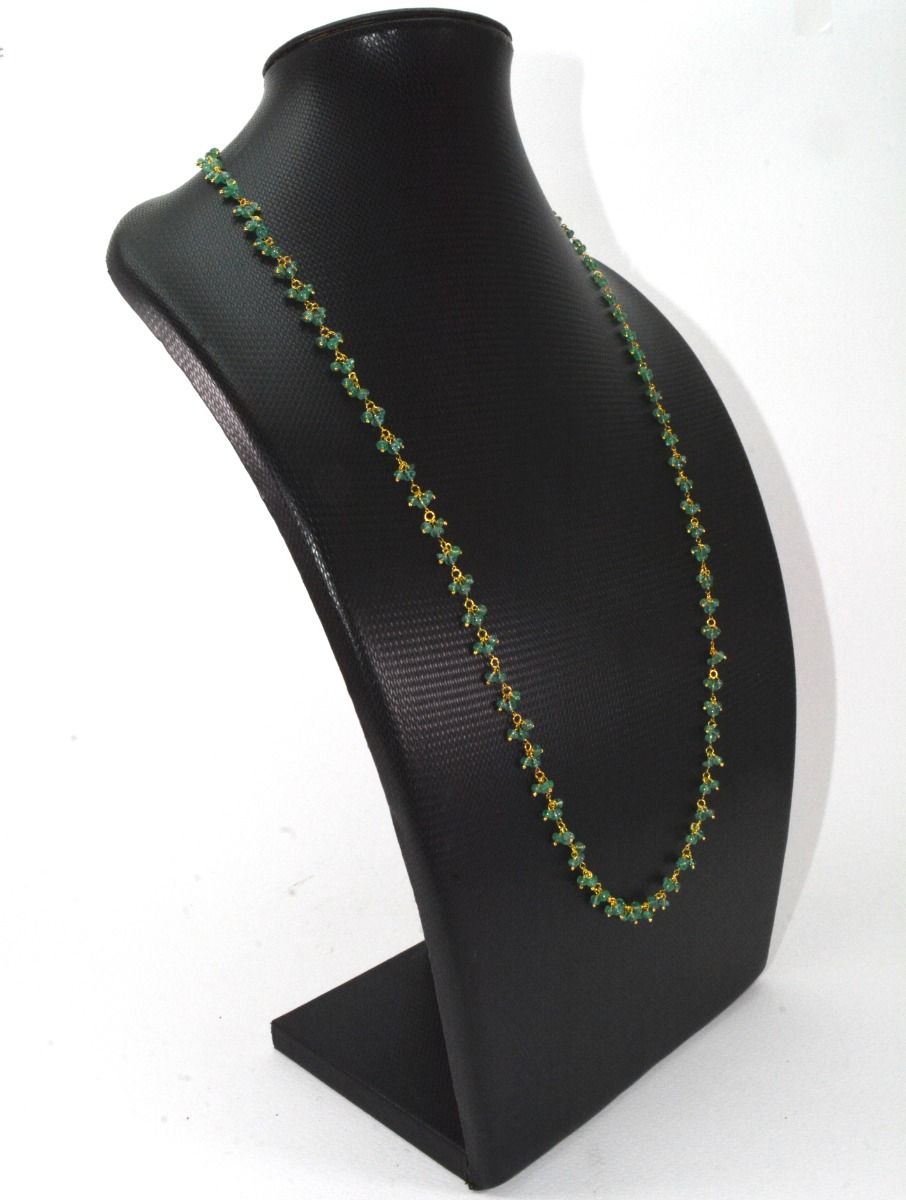 18k Solid Gold Necklace Studded With Emerald Stone in 2.50 - 3.50 mm ,  SGGRC-107
