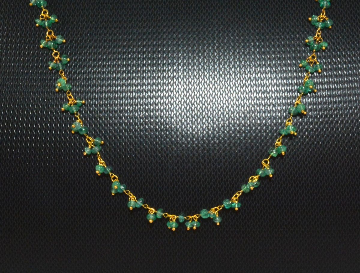 18k Solid Gold Necklace Studded With Emerald Stone in 2.50 - 3.50 mm ,  SGGRC-107