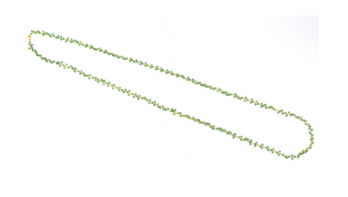 18k Solid Gold Necklace Studded With Emerald Stone in 2.50 - 3.50 mm ,  SGGRC-107