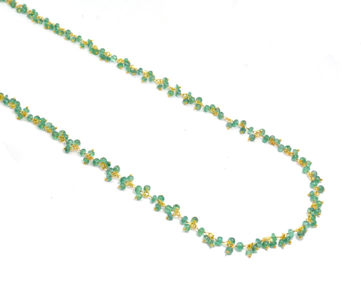 18k Solid Gold Necklace Studded With Emerald Stone in 2.50 - 3.50 mm ,  SGGRC-107