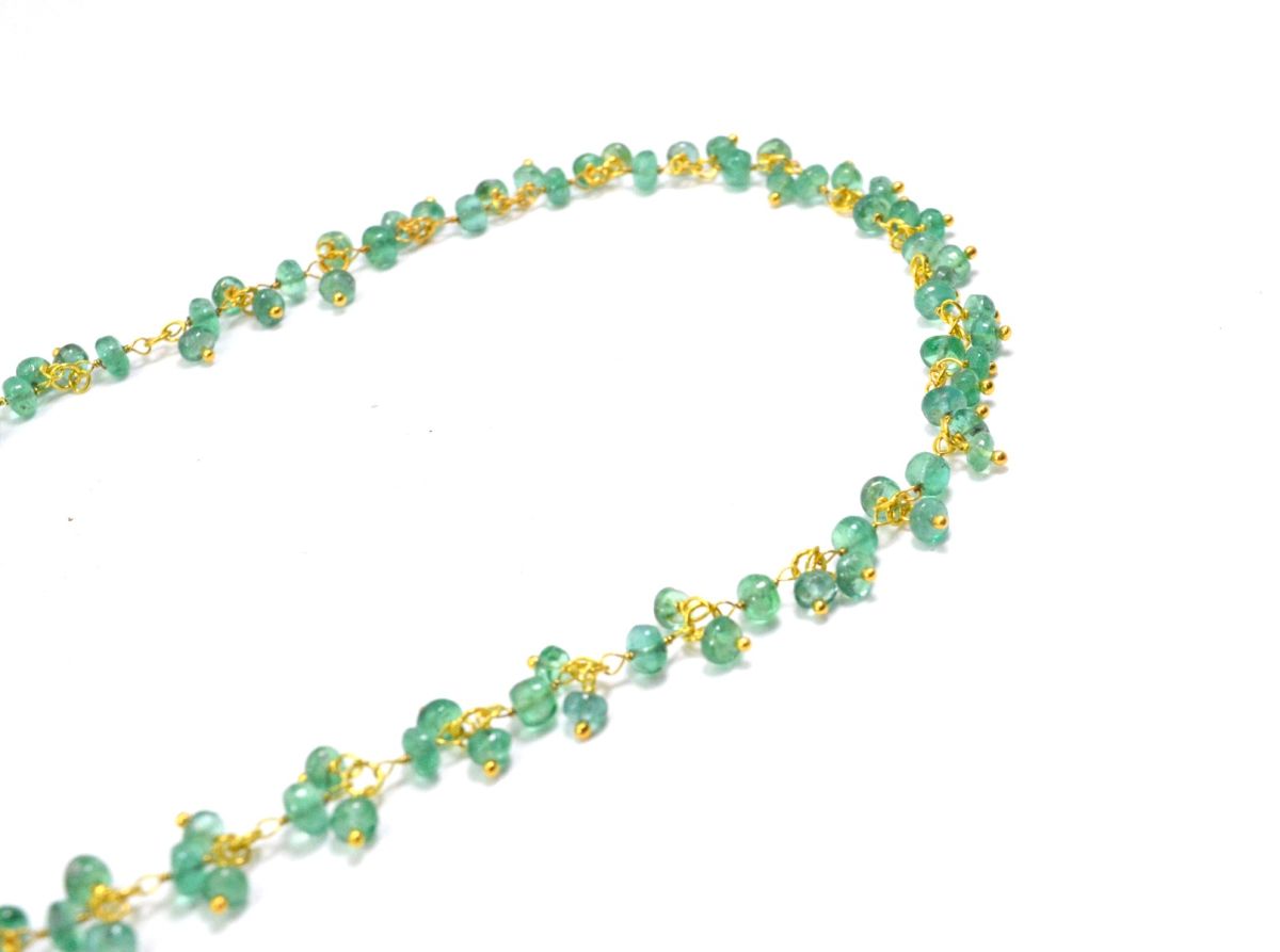 18k Solid Gold Necklace Studded With Emerald Stone in 2.50 - 3.50 mm ,  SGGRC-107