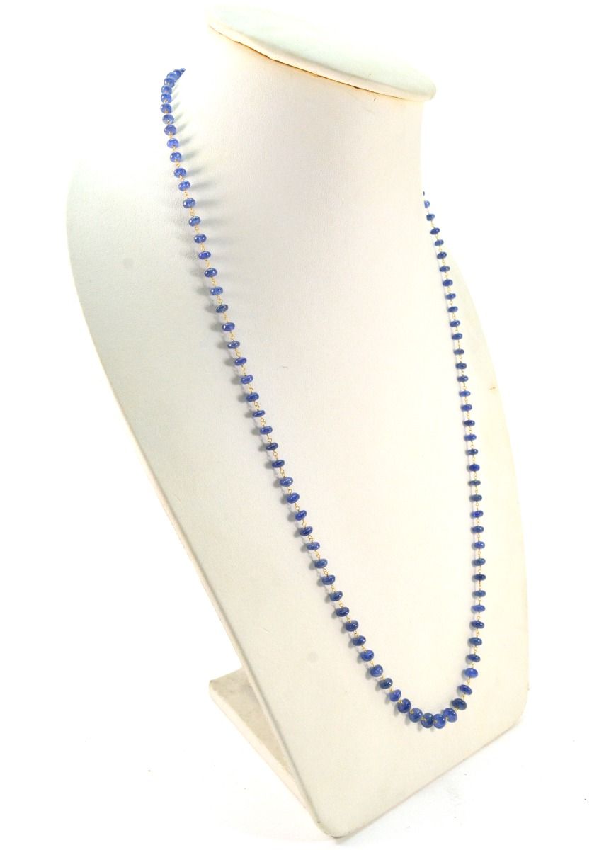 Lustrous 18k Solid Gold Necklace With Blue Sapphire , 4.00 - 6.00 MM - SGGRC-108