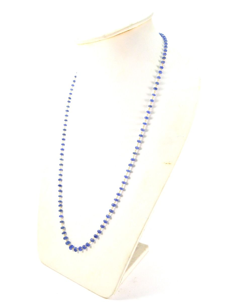 18k Solid Gold Necklace in 3.50 - 6.00 mm Size With Natural Blue Sapphire , SGGRC-109