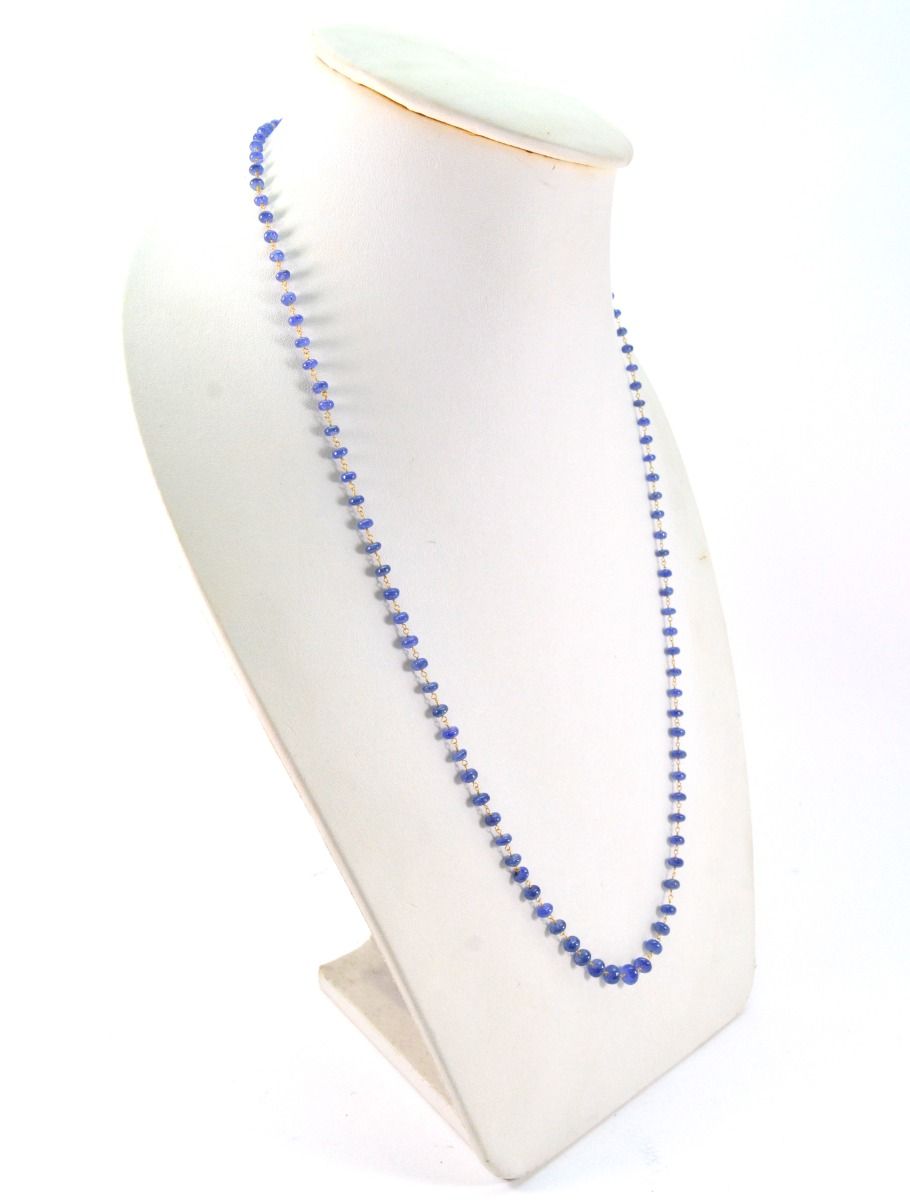 18k Solid Gold Necklace in 3.50 - 6.00 mm Size With Natural Blue Sapphire , SGGRC-109