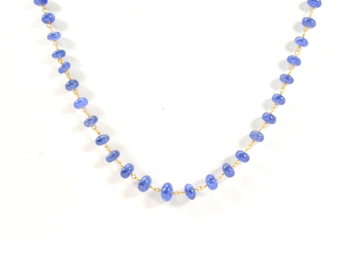 18k Solid Gold Necklace in 3.50 - 6.00 mm Size With Natural Blue Sapphire , SGGRC-109
